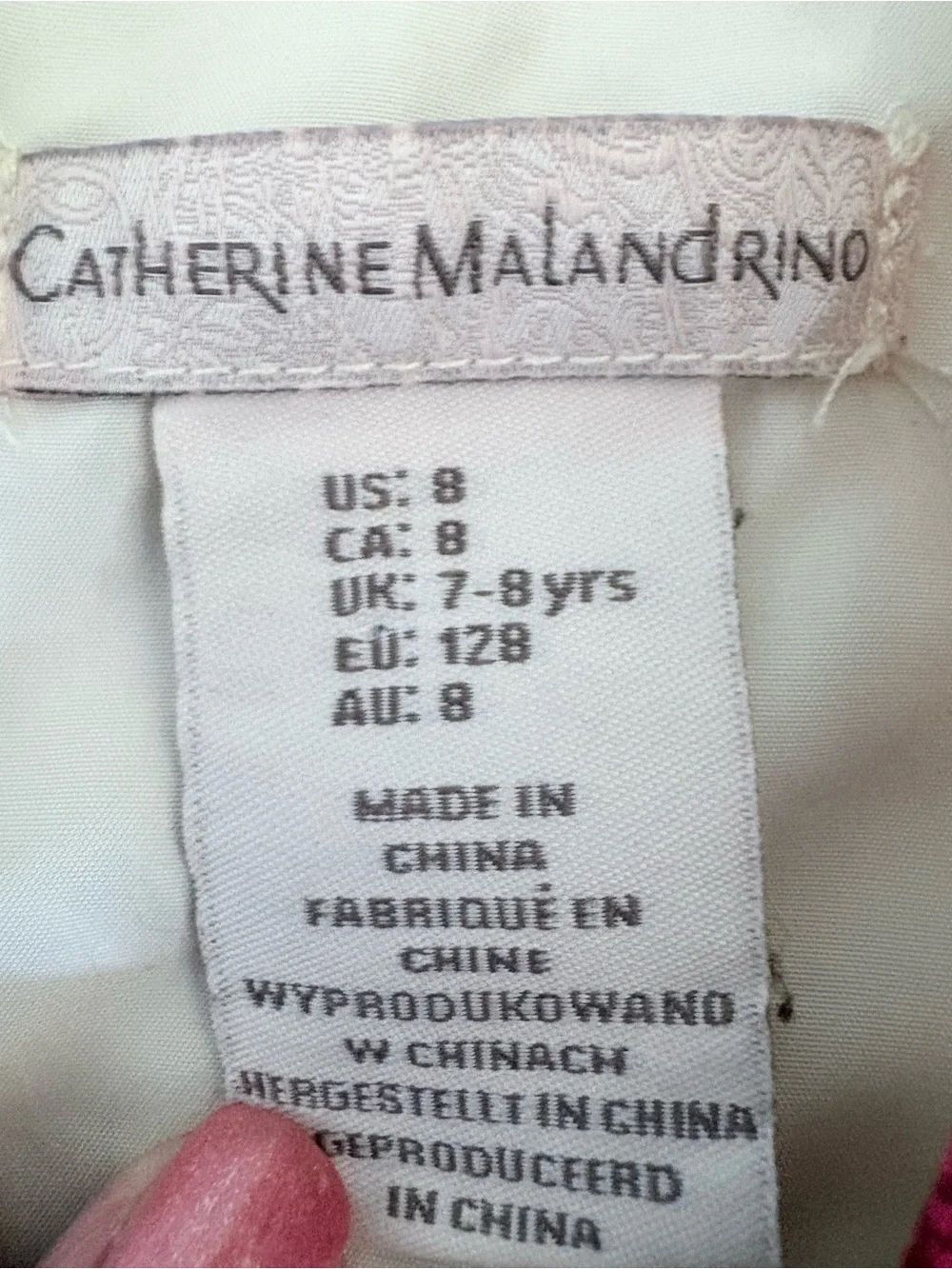 Catherine Malandrino Girls Holiday Floral Dress Size 8 Christmas Velvet Bow Trim